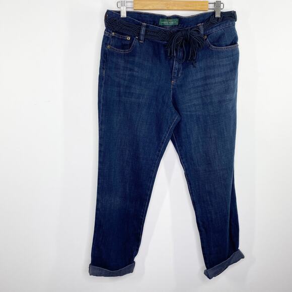 Ralph Lauren Lauren Jeans Co Dark Wash Cuffed Capri Jeans Women's Size 10 - Picture 1 of 8